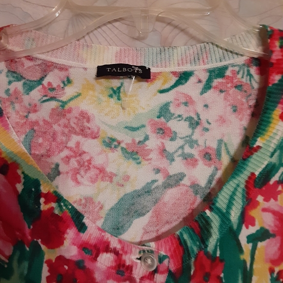 Talbots Watercolor Floral Sweater Cardigan EUC - Picture 3 of 6